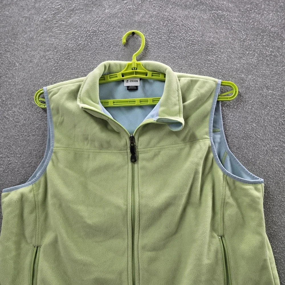 VINTAGE L.L. Bean Women Jacket XL Light Green‎ Vest Fleece Activewear Zipper